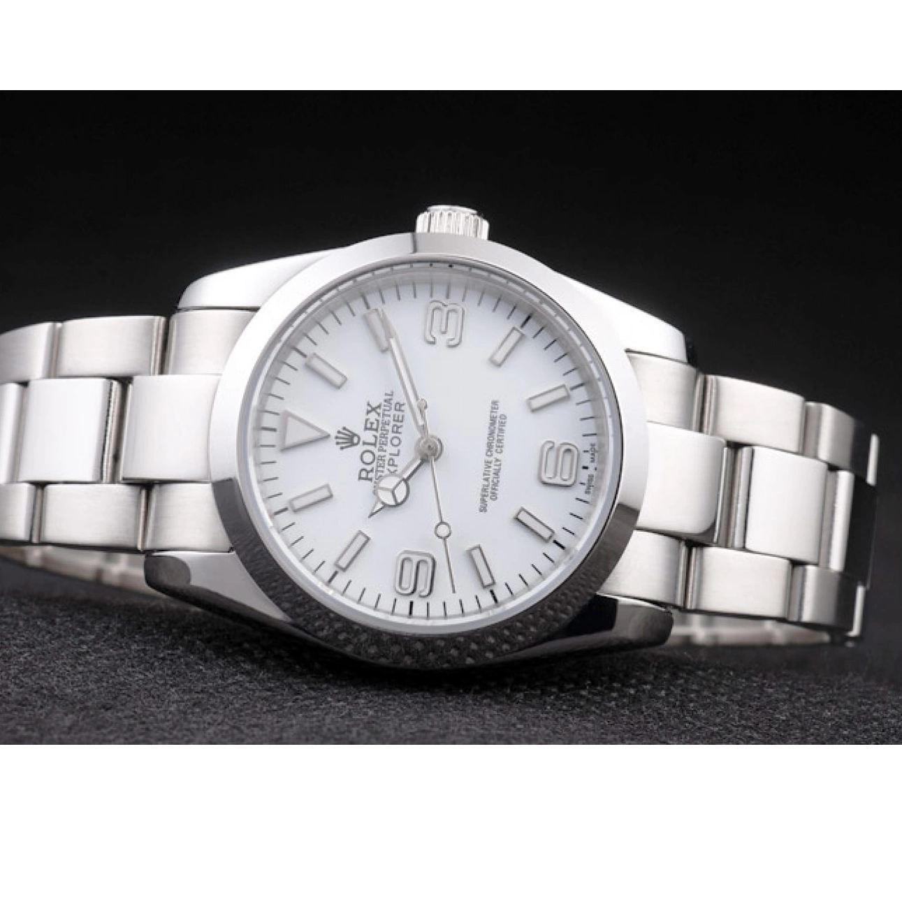 Best AAA Replica Sites 98086 Steel White Stainless Polished Rolex Explorer Dial 0730